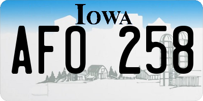 IA license plate AFO258