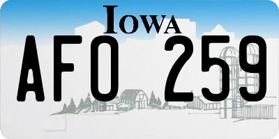 IA license plate AFO259