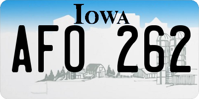 IA license plate AFO262