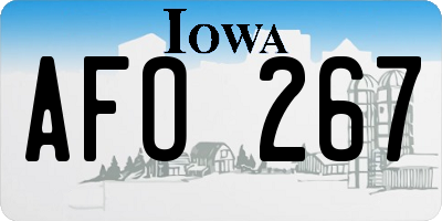 IA license plate AFO267