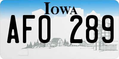 IA license plate AFO289