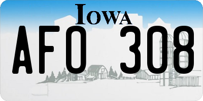 IA license plate AFO308