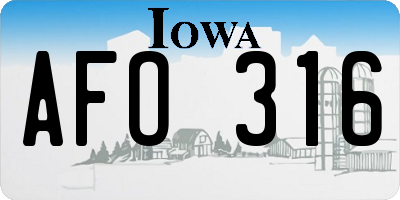 IA license plate AFO316