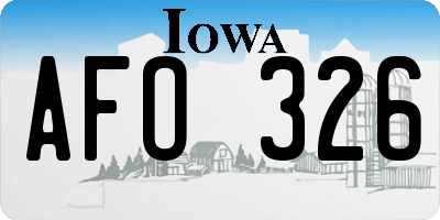 IA license plate AFO326