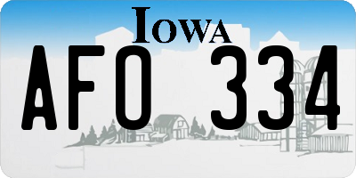 IA license plate AFO334