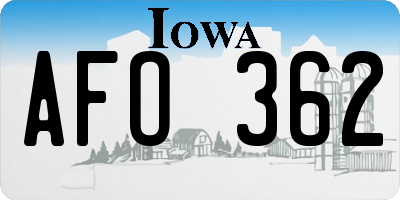 IA license plate AFO362