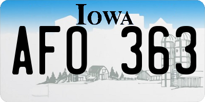 IA license plate AFO363