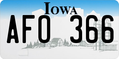 IA license plate AFO366