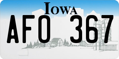 IA license plate AFO367
