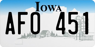 IA license plate AFO451