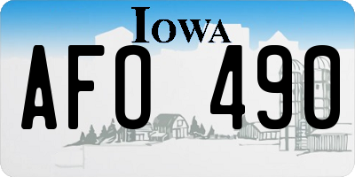 IA license plate AFO490