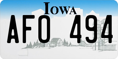 IA license plate AFO494