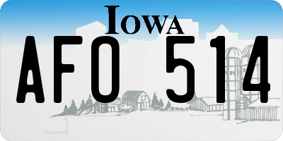 IA license plate AFO514
