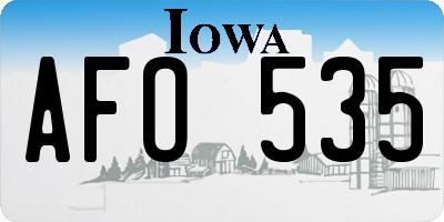 IA license plate AFO535