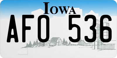 IA license plate AFO536