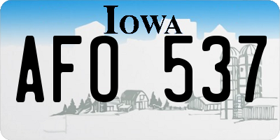 IA license plate AFO537