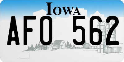 IA license plate AFO562