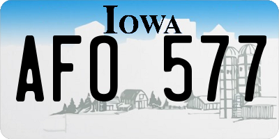 IA license plate AFO577