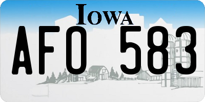 IA license plate AFO583