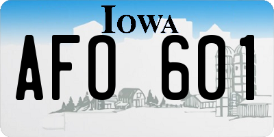 IA license plate AFO601