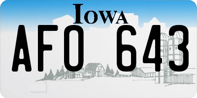 IA license plate AFO643