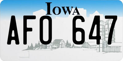 IA license plate AFO647