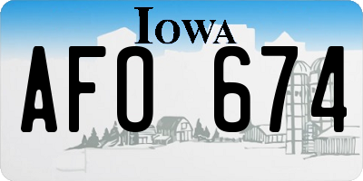 IA license plate AFO674