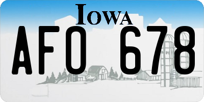 IA license plate AFO678