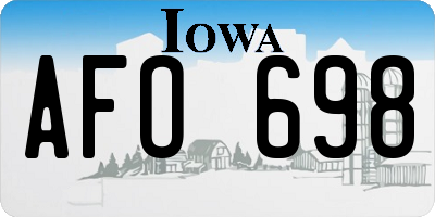 IA license plate AFO698
