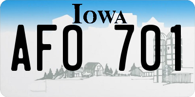 IA license plate AFO701