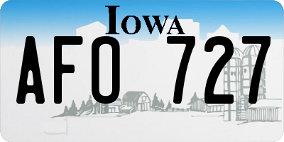 IA license plate AFO727