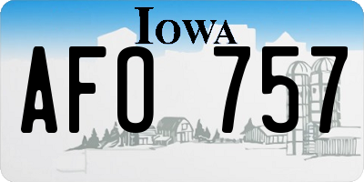IA license plate AFO757