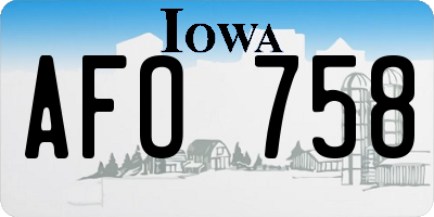 IA license plate AFO758