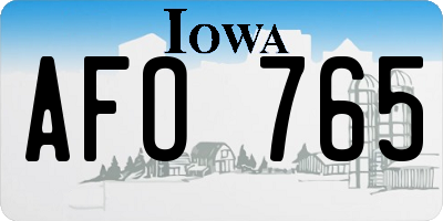 IA license plate AFO765