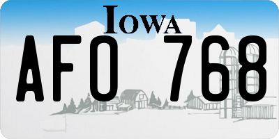 IA license plate AFO768