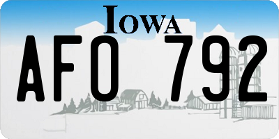 IA license plate AFO792