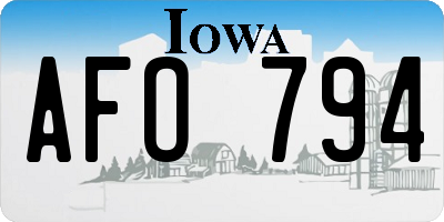 IA license plate AFO794