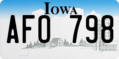 IA license plate AFO798