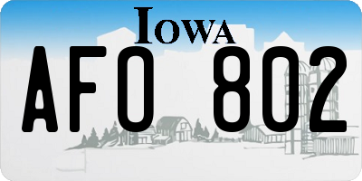 IA license plate AFO802