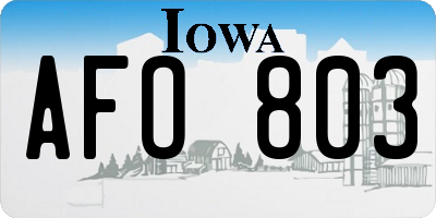 IA license plate AFO803