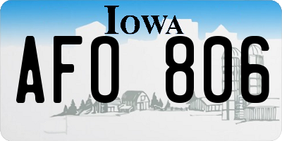 IA license plate AFO806