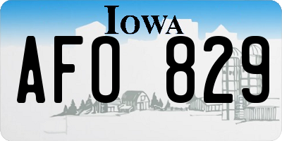 IA license plate AFO829