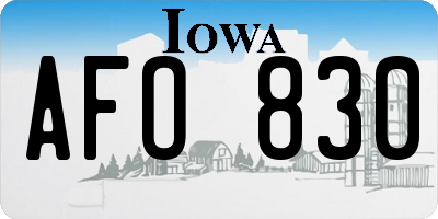 IA license plate AFO830