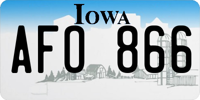 IA license plate AFO866