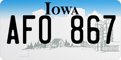 IA license plate AFO867