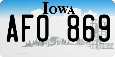 IA license plate AFO869