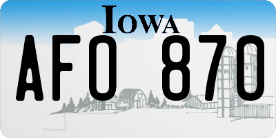 IA license plate AFO870