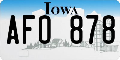 IA license plate AFO878