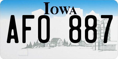 IA license plate AFO887