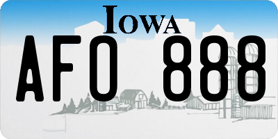 IA license plate AFO888